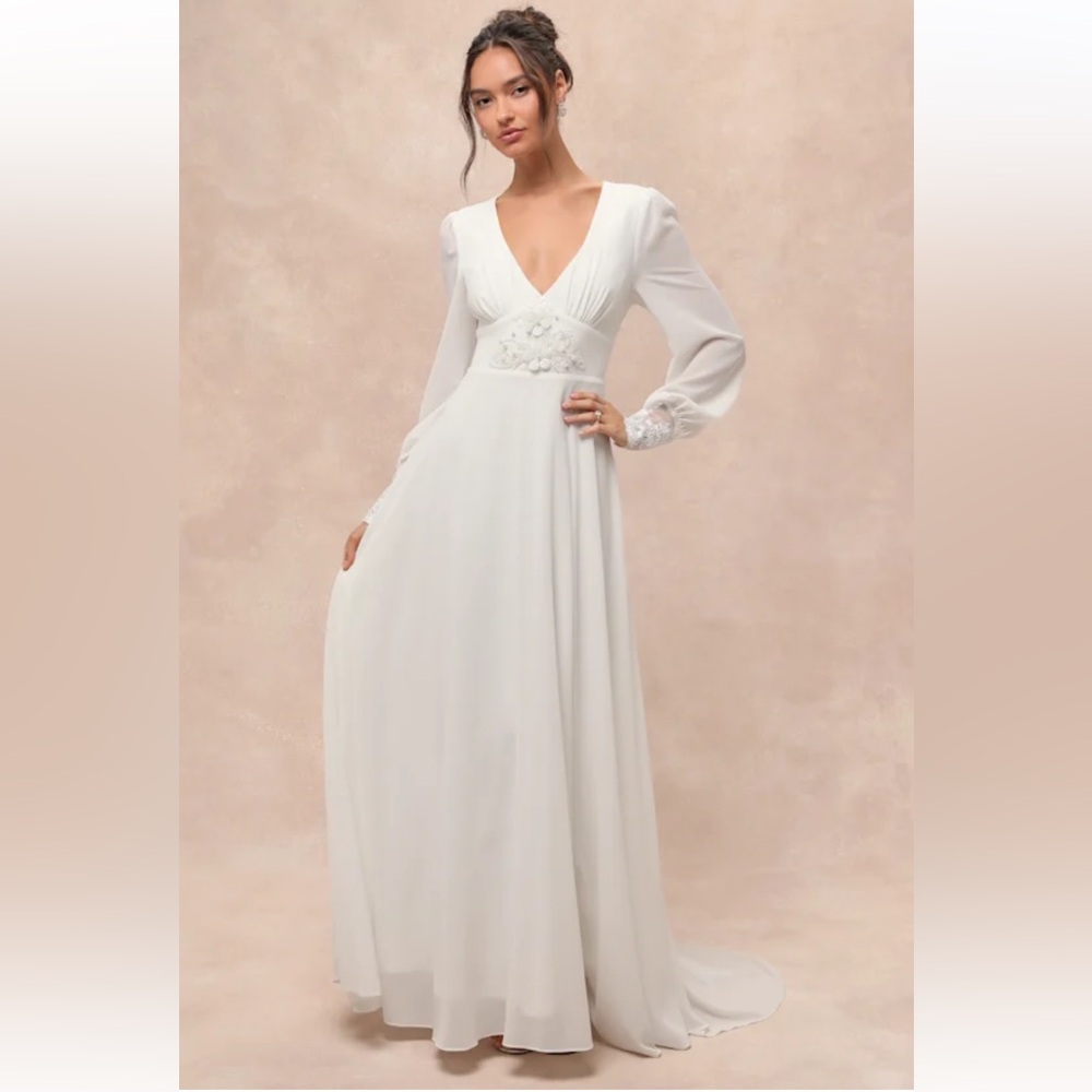Lulu's White Lace Long Sleeve Dress